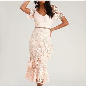 Lulu's Pink Lace Midi Dress